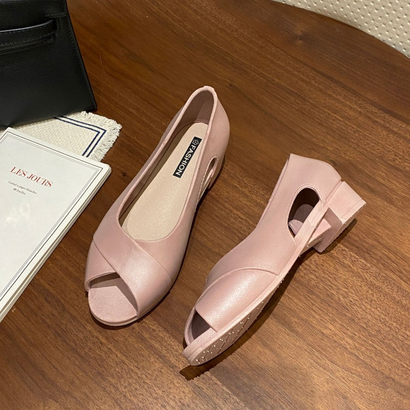Abrinica | Chunky Block Heels mit Ausschnitten – Aprikose, Orange, Bequeme Alltagsschuhe