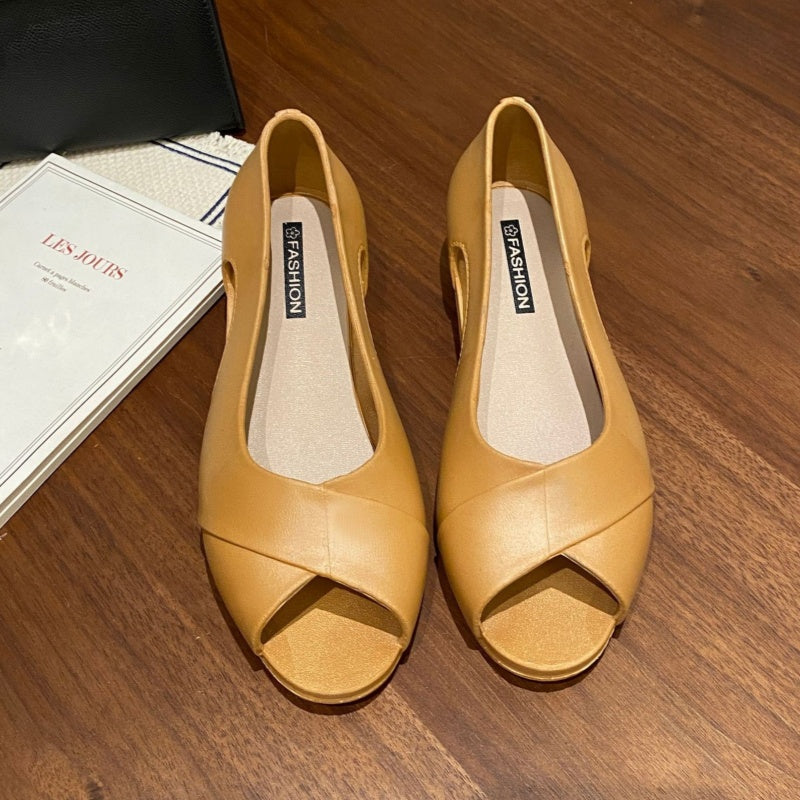 Abrinica | Chunky Block Heels mit Ausschnitten – Aprikose, Orange, Bequeme Alltagsschuhe