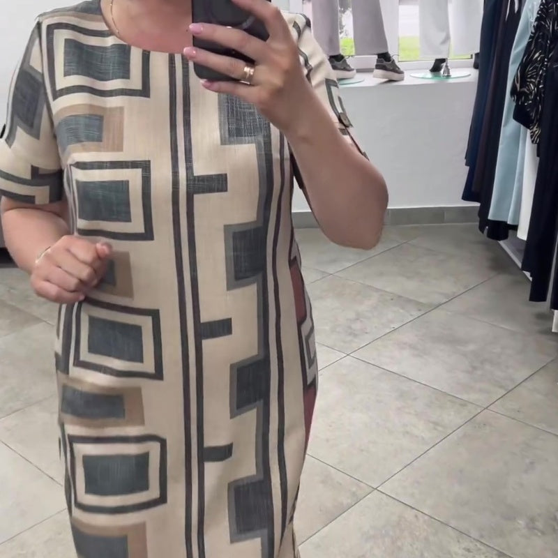 Isa | Damenkleid mit kurzen Ärmeln und rundem Ausschnitt