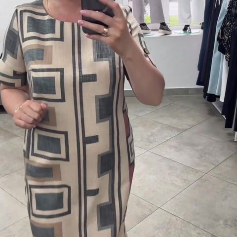 Isa | Damenkleid mit kurzen Ärmeln und rundem Ausschnitt