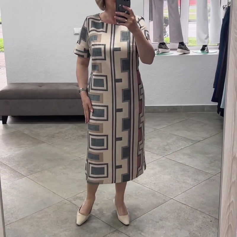 Isa | Damenkleid mit kurzen Ärmeln und rundem Ausschnitt