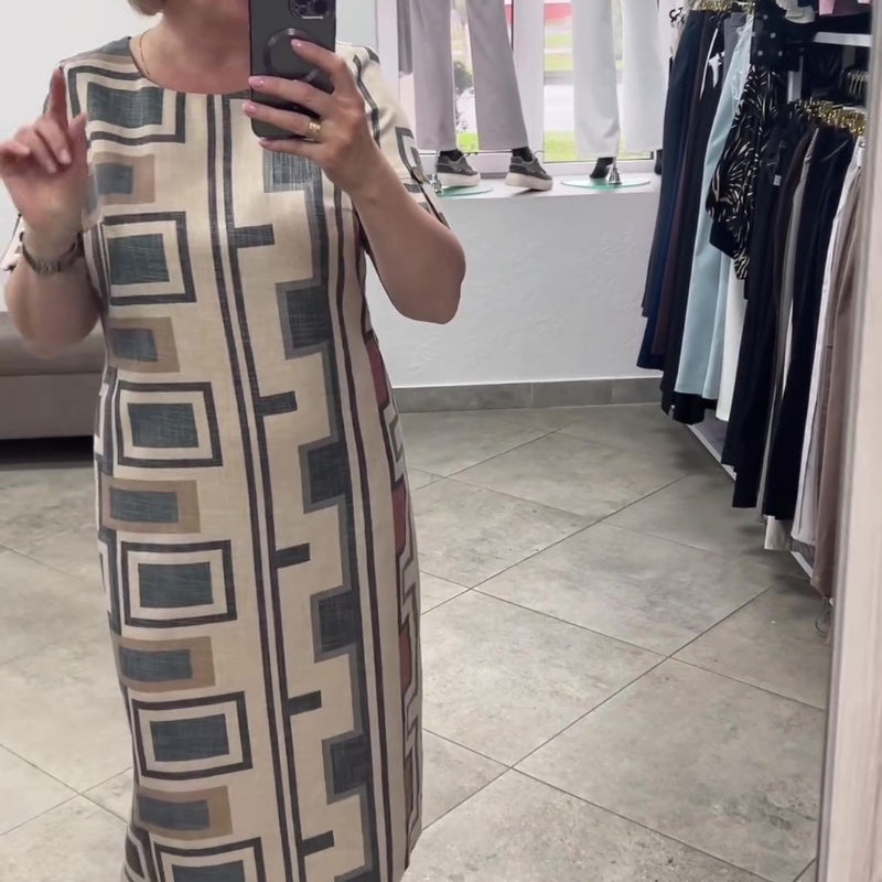 Isa | Damenkleid mit kurzen Ärmeln und rundem Ausschnitt