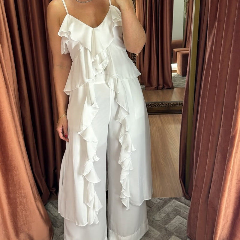 Kaylah | Zweiteiliges Set mit Rüschenkleid & Spaghettiträger-Hose