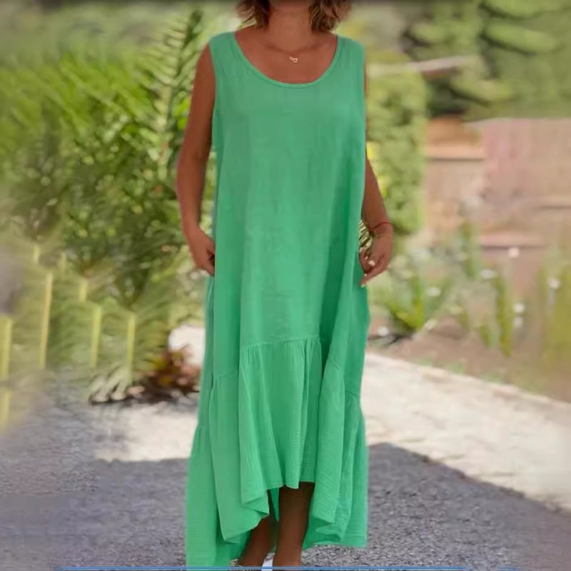 Langston | Ärmelloses Leinenkleid mit Rundhalsausschnitt