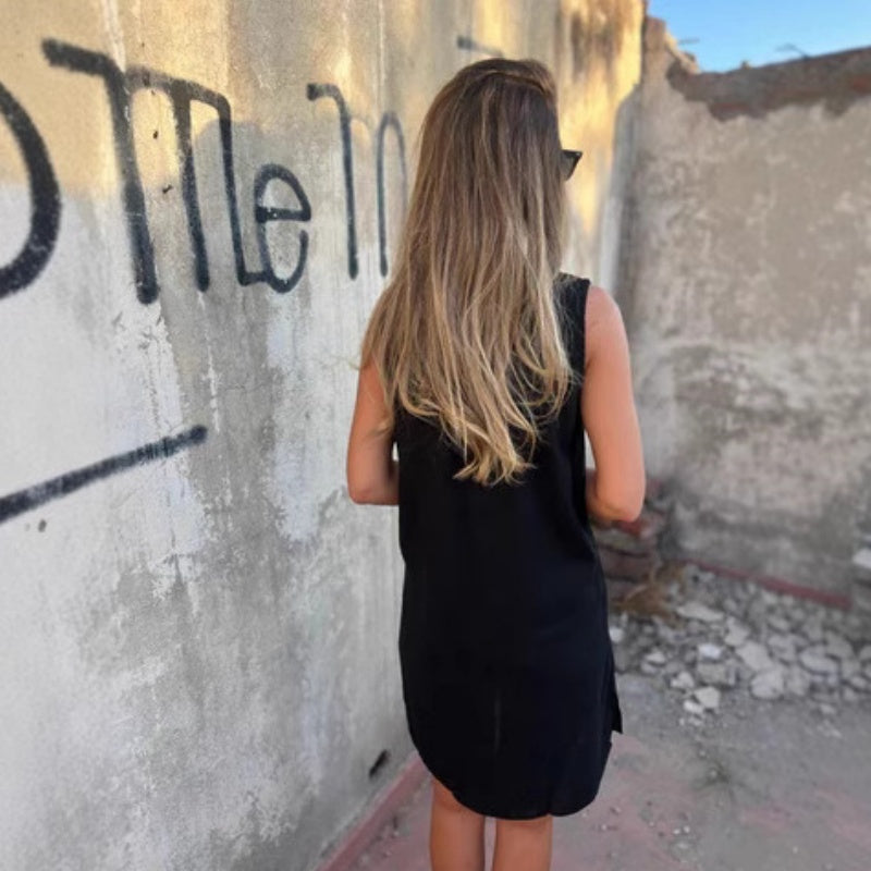 Maeve | Ärmelloses Kleid mit Knopfleiste und V-Ausschnitt für Damen