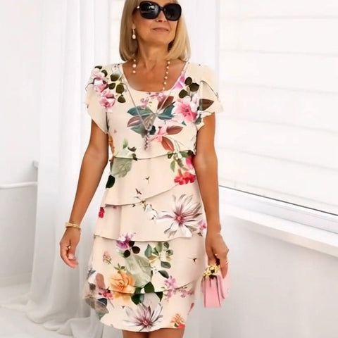 Maxierose | Stufen-Maxikleid mit multivegetalem Blumenprint