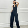 Narella | Ärmelloser Jumpsuit mit Knöpfen und Weitem Bein für Damen