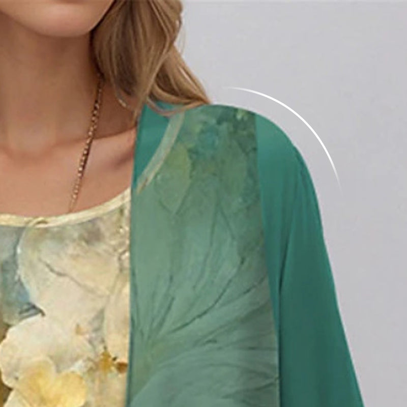 Shawna | Elegantes 2-teiliges Set: Bluse mit halben Ärmeln + Kleid