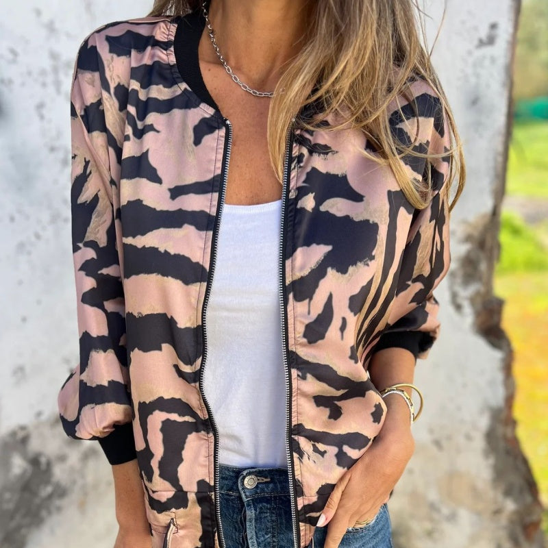 Donovan | Baseballjacke mit Zebramuster und Reißverschluss für Damen