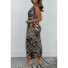 Leona | Sexy Damenkleid mit tiefem V-Ausschnitt und Leopardenprint
