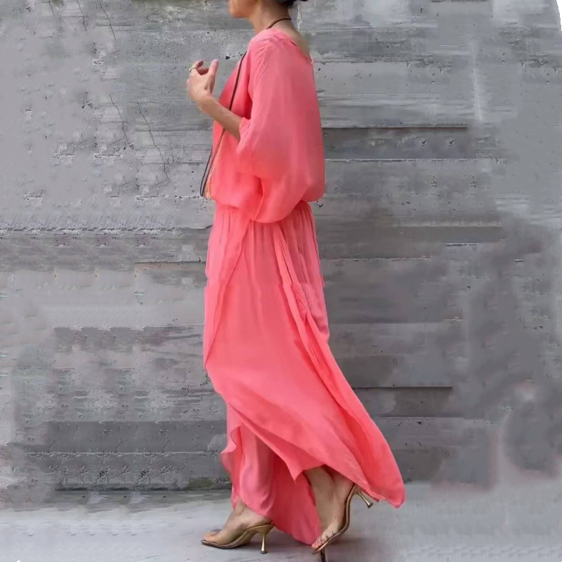 Penelope | Zweiteiliges Chiffon-Lockeres Top und weite Hose