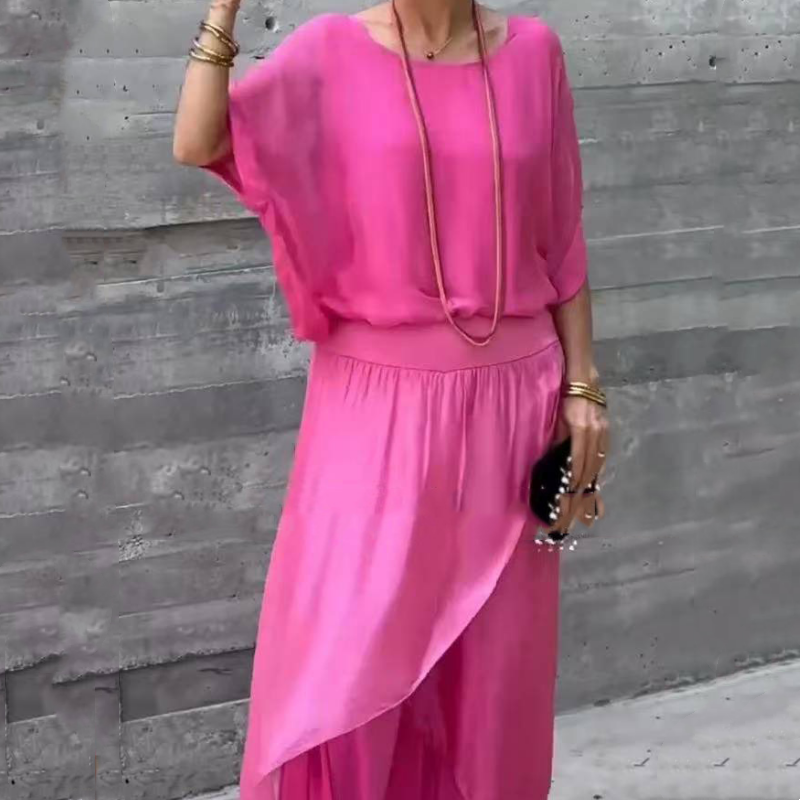 Penelope | Zweiteiliges Chiffon-Lockeres Top und weite Hose