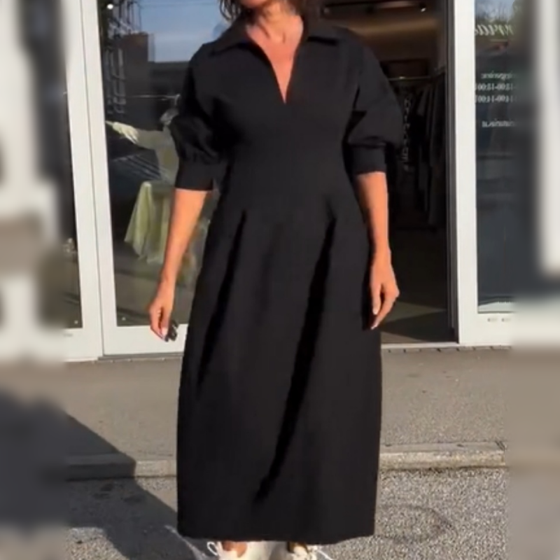 Elena | Midikleid mit V-Ausschnitt und Reverskragen