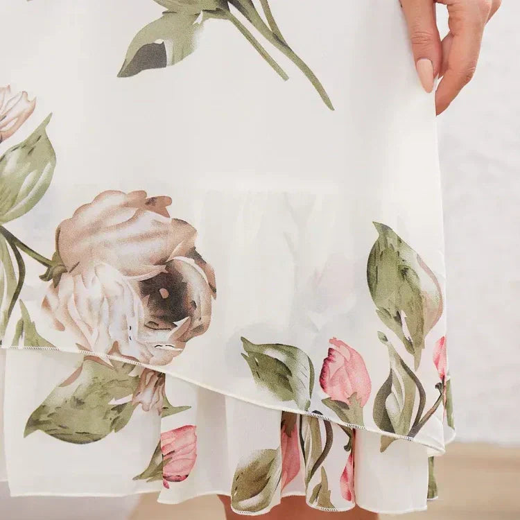 Margarita | Chiffonkleid mit ausgestellten Rosenblüten