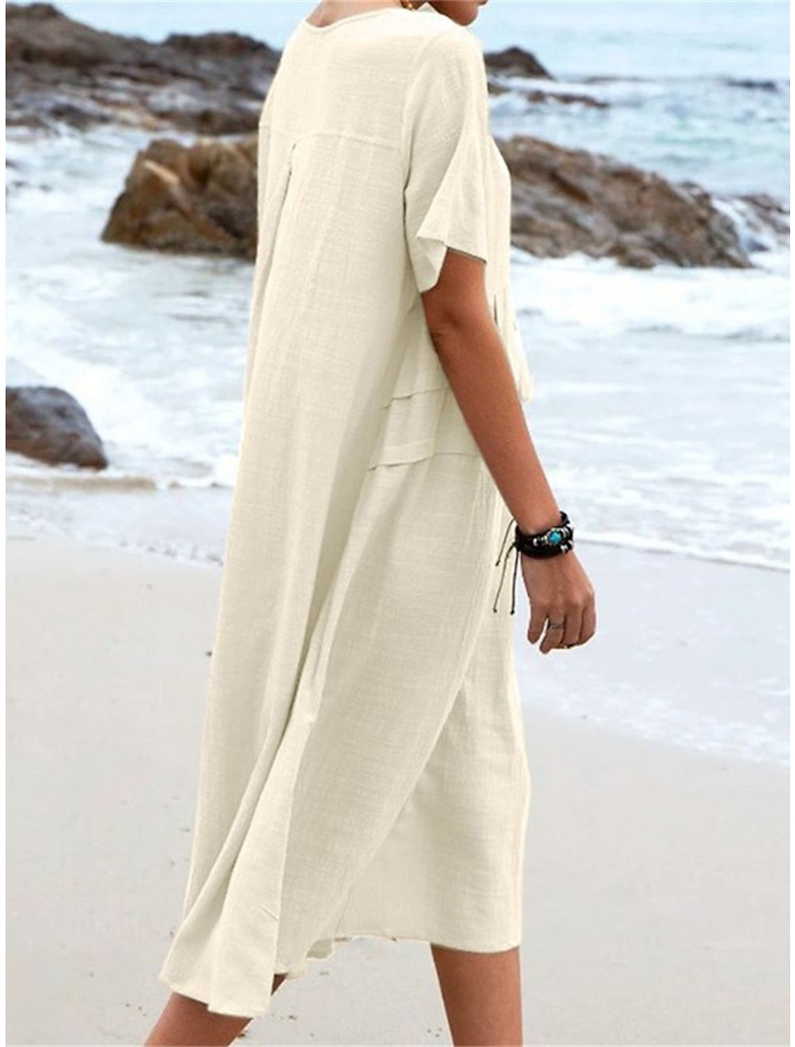 Laylah | Baumwoll-Leinenkleid mit Rundhalsausschnitt