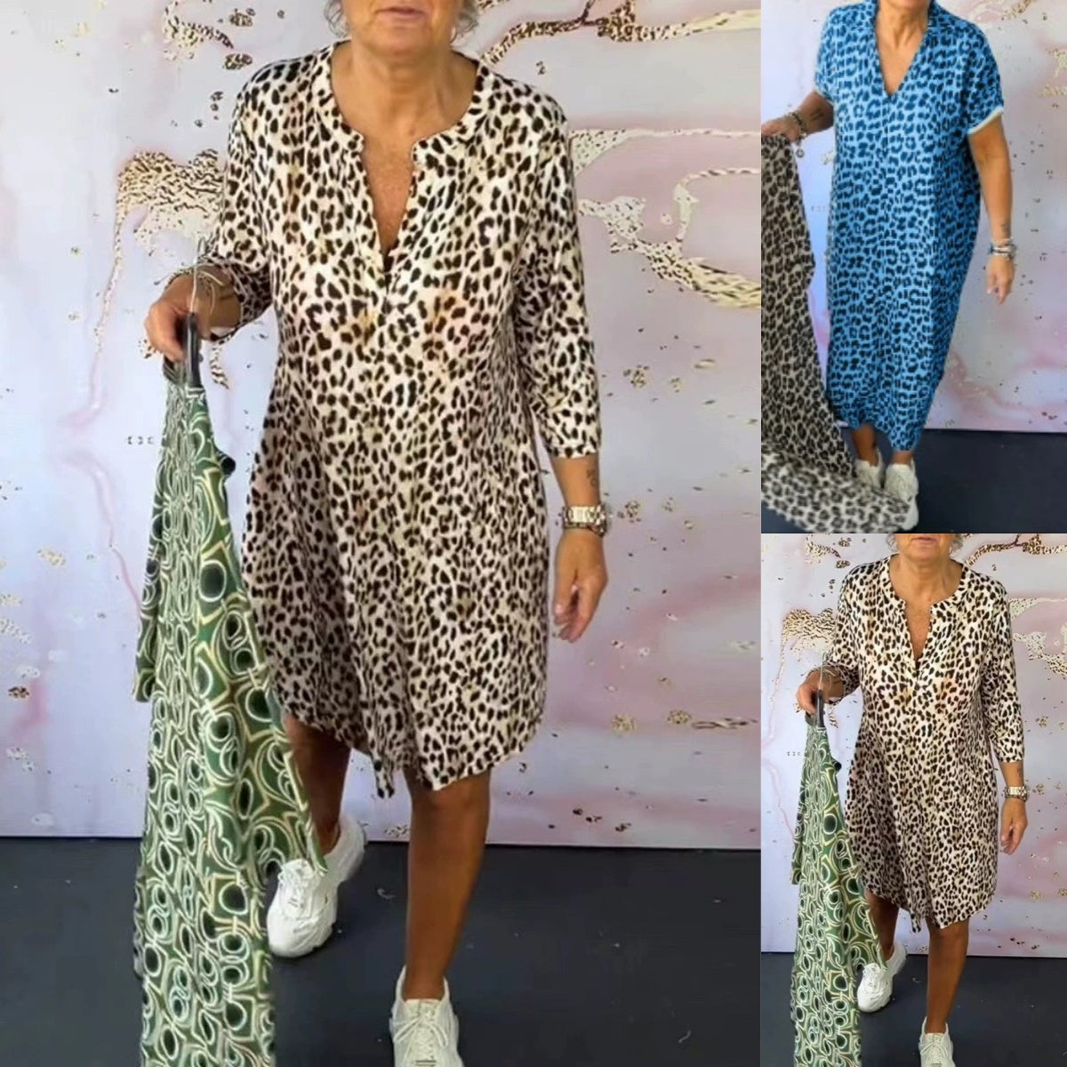 Remina | Damenkleid mit lockerer Passform und Panther-Ausschnitt