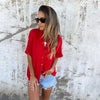 Brightny | Damen lässiges einfarbiges lockeres T-Shirt