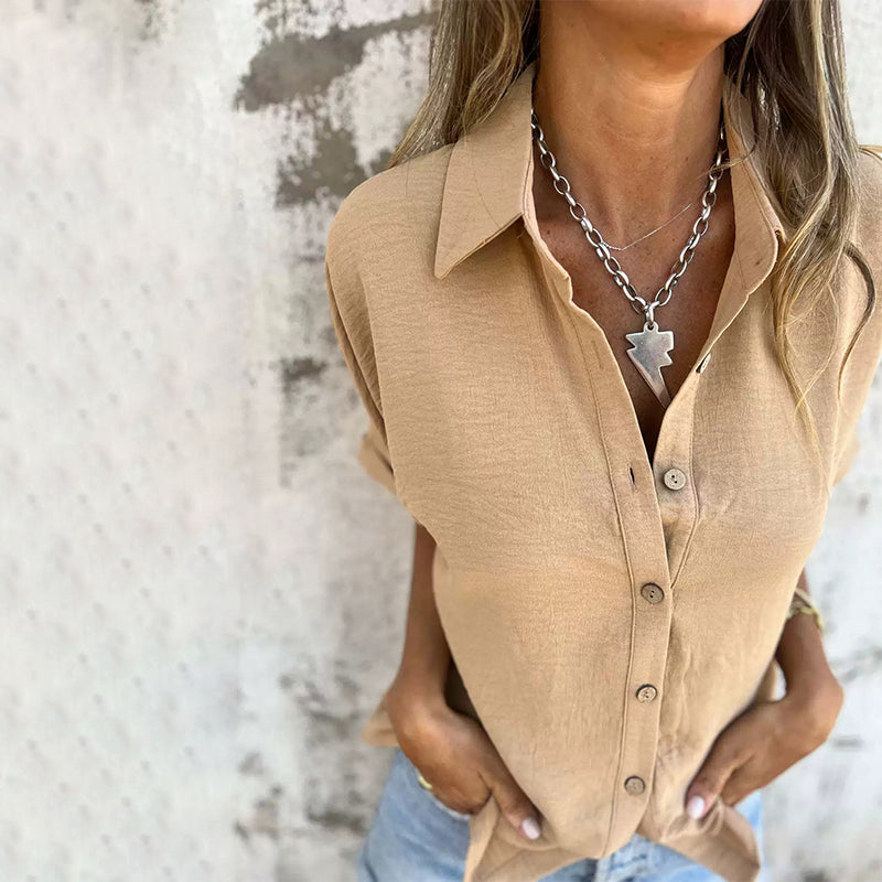 Brightny | Damen lässiges einfarbiges lockeres T-Shirt