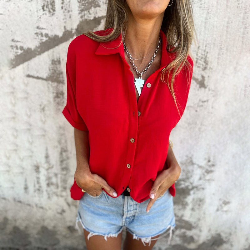 Brightny | Damen lässiges einfarbiges lockeres T-Shirt
