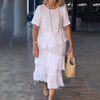 Maddison | Damen plissiertes Kleid mit Rundhalsausschnitt