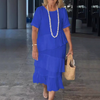 Maddison | Damen plissiertes Kleid mit Rundhalsausschnitt