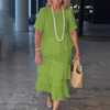 Maddison | Damen plissiertes Kleid mit Rundhalsausschnitt
