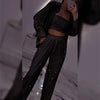 Briana | Glitzer-Blazer mit Pailletten und weiter Hose für Damen 3-teiliges Set