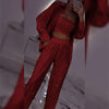 Briana | Glitzer-Blazer mit Pailletten und weiter Hose für Damen 3-teiliges Set