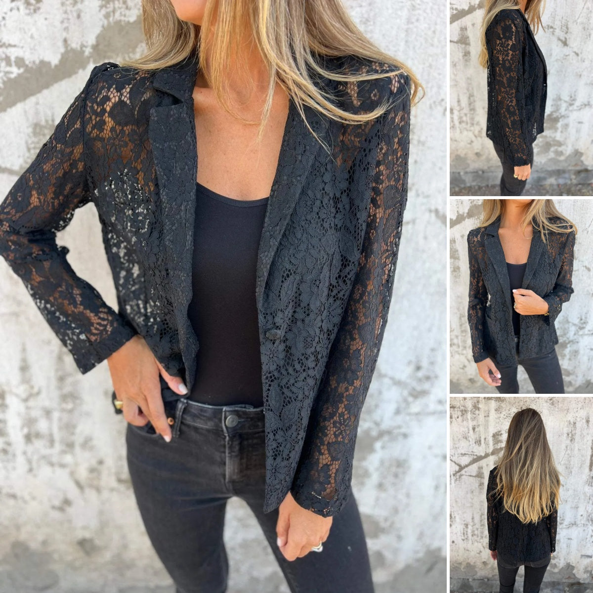 Braeden | Blazer aus durchgehendem Spitzennetz