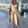 Thalia | Damenkleid mit Spaghettiträgern und hohem Schlitz