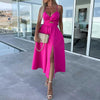 Thalia | Damenkleid mit Spaghettiträgern und hohem Schlitz