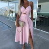 Thalia | Damenkleid mit Spaghettiträgern und hohem Schlitz