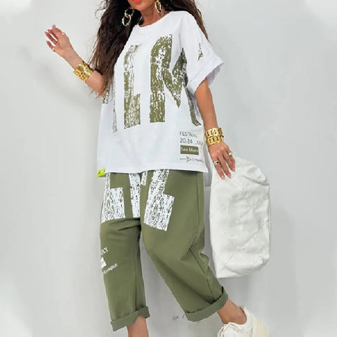 Brinley | Zweiteiliges lässiges Outfit mit Buchstabendruck für Damen