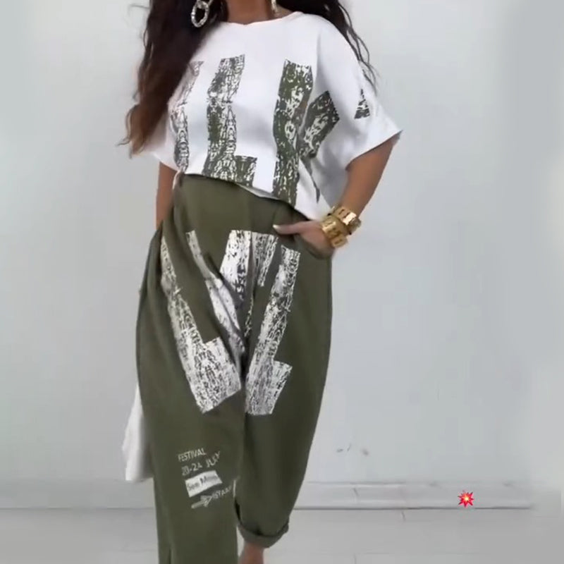 Brinley | Zweiteiliges lässiges Outfit mit Buchstabendruck für Damen