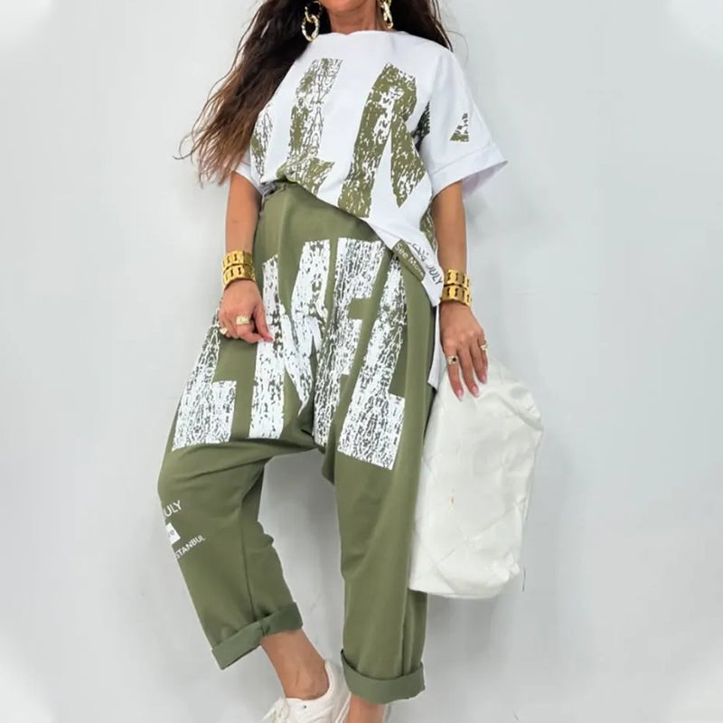 Brinley | Zweiteiliges lässiges Outfit mit Buchstabendruck für Damen
