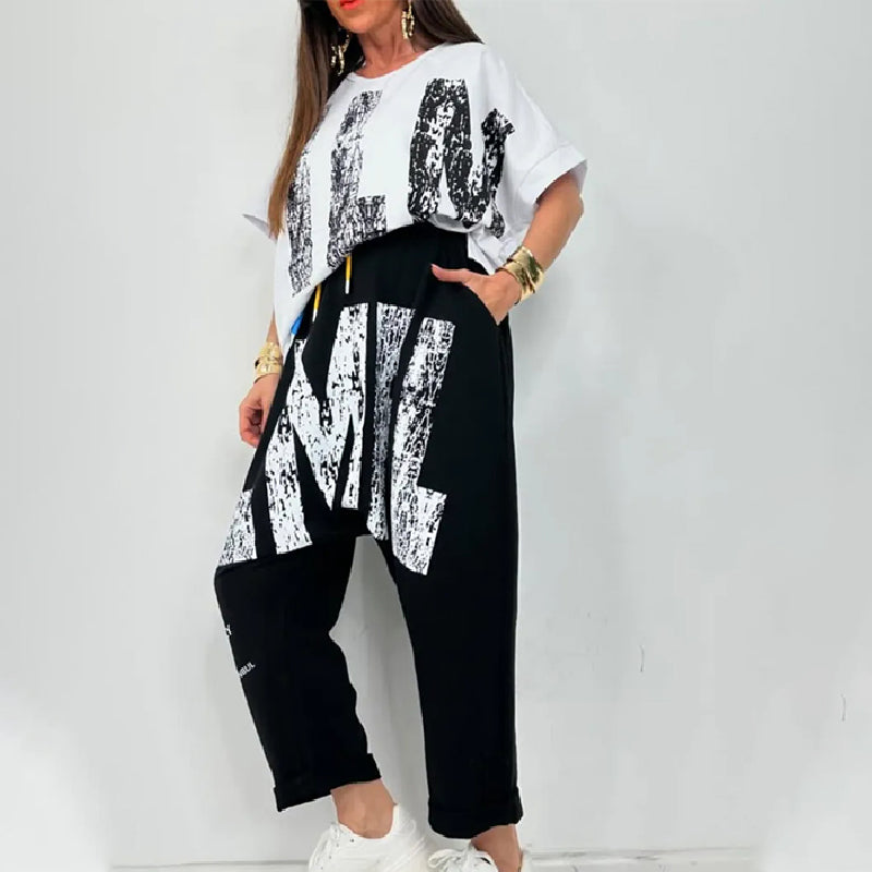 Brinley | Zweiteiliges lässiges Outfit mit Buchstabendruck für Damen