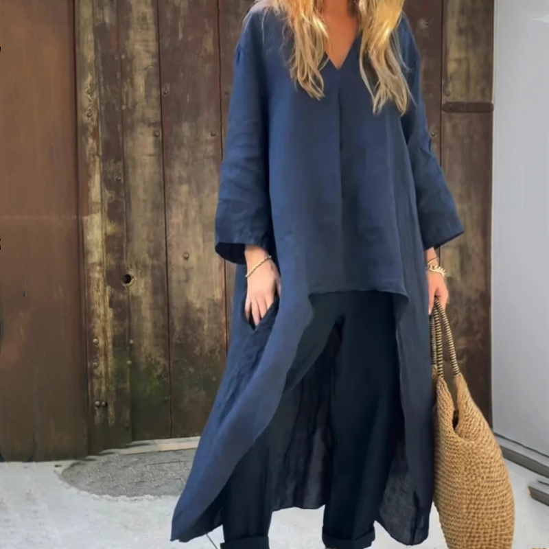 Galilea | 2-teiliges Set mit losen Taschen und V-Ausschnitt für Damen