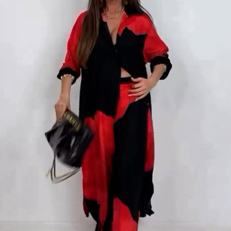 Alfreda | Langärmliges Hemd mit Knopfleiste und Bundhose mit Kordelzug✨ Kostenloser Versand