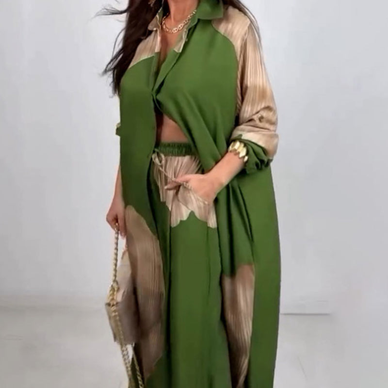 Alfreda | Langärmliges Hemd mit Knopfleiste und Bundhose mit Kordelzug✨ Kostenloser Versand