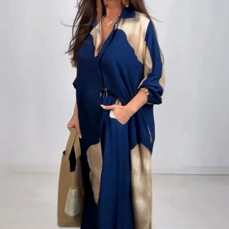 Alfreda | Langärmliges Hemd mit Knopfleiste und Bundhose mit Kordelzug✨ Kostenloser Versand