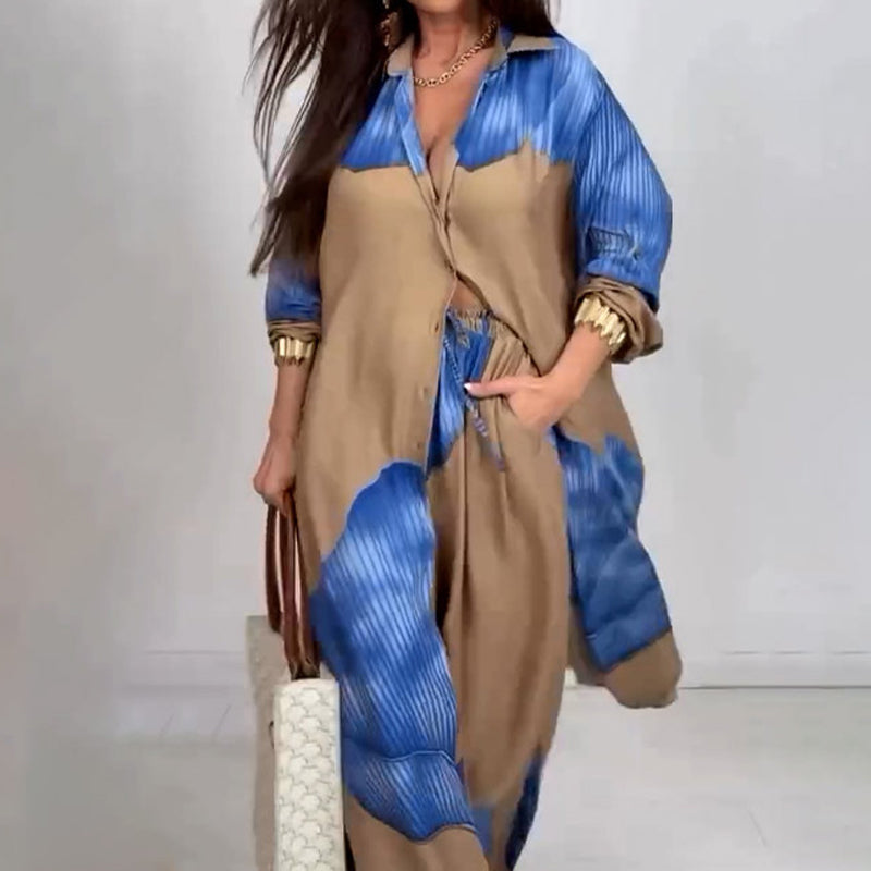 Alfreda | Langärmliges Hemd mit Knopfleiste und Bundhose mit Kordelzug✨ Kostenloser Versand