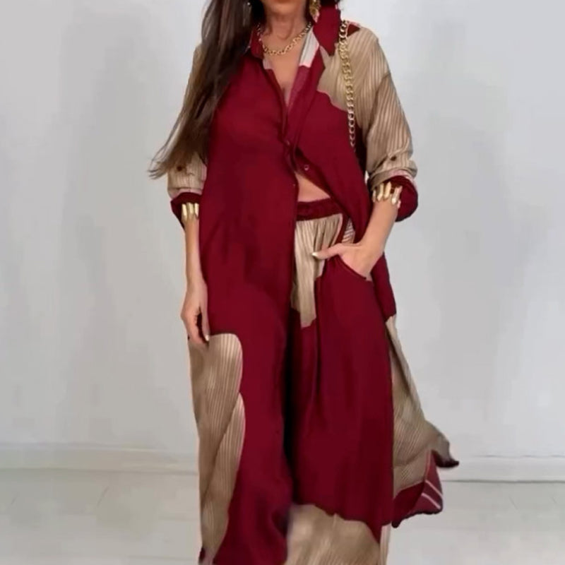 Alfreda | Langärmliges Hemd mit Knopfleiste und Bundhose mit Kordelzug✨ Kostenloser Versand