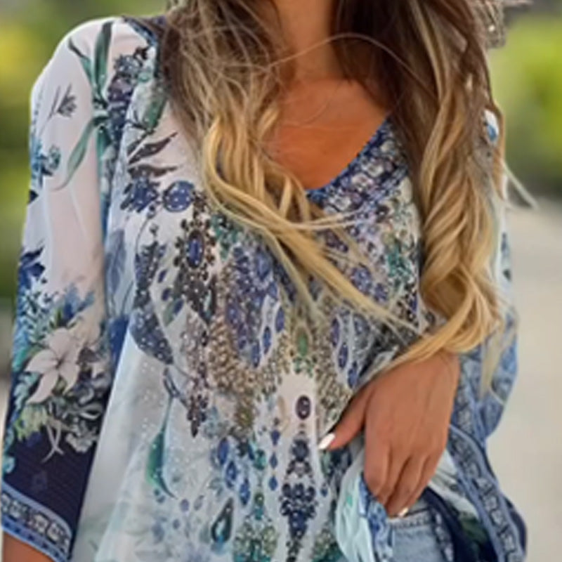 Yvaine | Klassisches asymmetrisches Kleid mit ethnischen Elementen