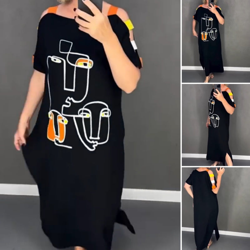 Erich | Modisches Damenkleid mit kurzem Ärmel und Druck