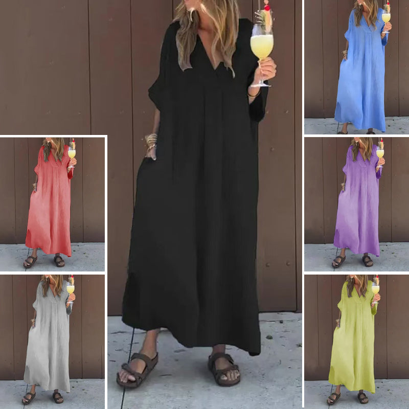 Kaliyah | Lässiges V-Ausschnitt Kleid mit Fluss für Damen