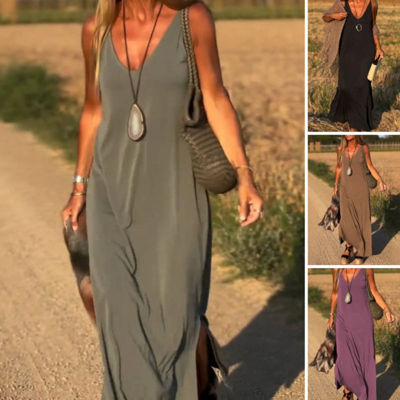 Caden | Frühsommer Neu Damen V-Ausschnitt Maxi Cami Kleid