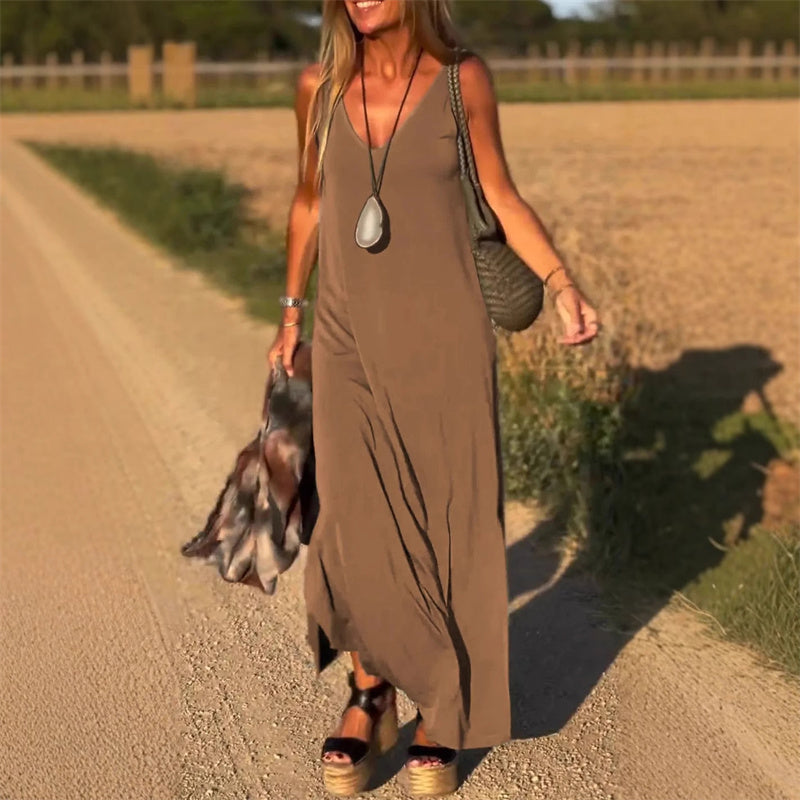 Caden | Frühsommer Neu Damen V-Ausschnitt Maxi Cami Kleid