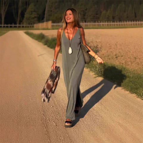 Caden | Frühsommer Neu Damen V-Ausschnitt Maxi Cami Kleid