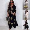 Christina | Lockeres Damen-Top mit V-Ausschnitt und bedruckte Hose mit weitem Bein