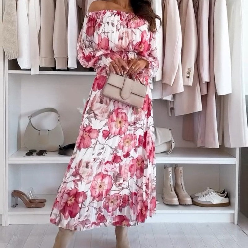 Quintine | Blumenoberteil mit freien Schultern und zweiteiliges Set mit Maxirock